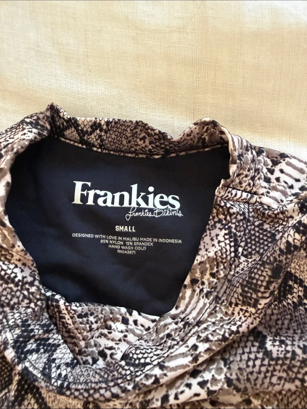 Frankies Belle One-Piece Snake Print Swimsuit in Brown